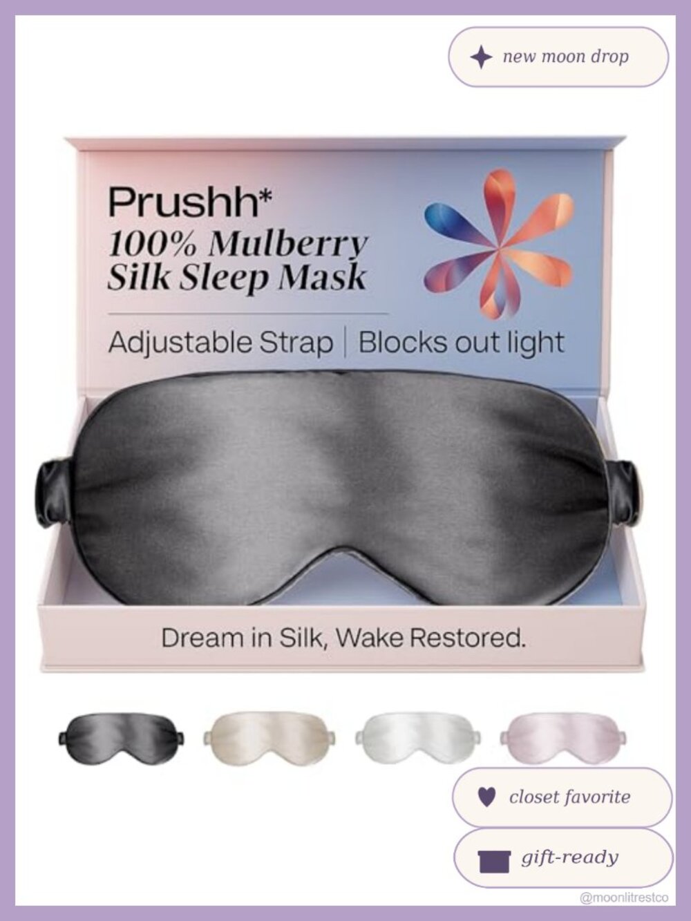 100% Mulberry Silk Sleep Mask Adjustable Blackout Eye Mask for Sleep Travel